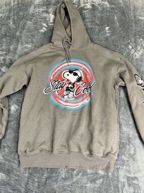 Peanuts Snoopy "Stay Cool" Gray Graphic Hoodie M